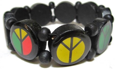 Black Handmade Wood Peace Bracelet- Hippie