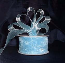 Sheer Organza Ribbon Mono Edge - 1.5" - 25 Yards (75 FT) - Baby Blue