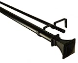 Trumpeted Square Double Curtain Rod in Black Size: 48 