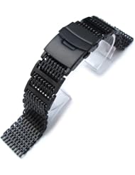 20mm Flexi Ploprof 316 Reform "SHARK" Mesh Band, PVD Black 316L Stainless Steel