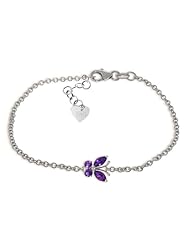 14k White Gold Amethyst Butterfly Bracelet