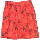 Boys Red Skull Printed Swim Trunks
