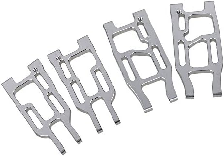 Mxfans Silver Aluminum Alloy Upgrade Parts BMT0004 BMT0005 Front &amp; Rear Suspension Arm for RC1:10 HPI BULLET3.0 Truck Pack of 2
