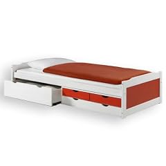 Funktionsbett Kojenbett Schubladenbett ANDREA wei�-rot
