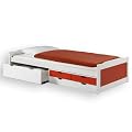 Funktionsbett Kojenbett Schubladenbett ANDREA wei�-rot