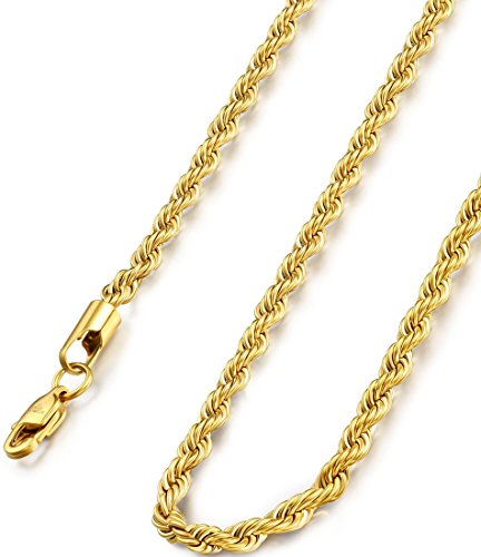 Fibo steel 4mm stainless steel mens womens necklace twist rope ch…