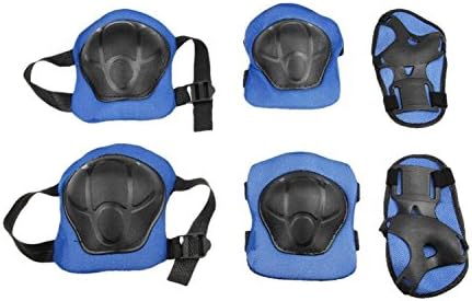 Oursmile Kid's Sports Protective Gear Skating Roller Blading Wrist Knee and Elbow Pads Set Blades Guard Bike Skateboar Safety Equipment - 6 Pieces Blue
