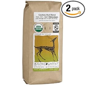 BackCountry Coffee Roasters Organic Cowboy Mud Blend, 16-Ounce Bags (Pack of 2)