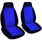 2 black and dark blue car seat covers for 2001 Chevrolet Camaro. by Designcovers