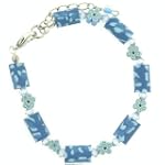 Aqua Tropical Flower Fimo Gift Bracelet Fashion Jewelry