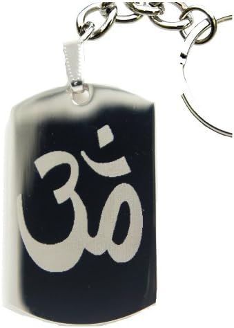 Om Word High Polish Engraved Necklace Pendant Dog Tag (Keychain)