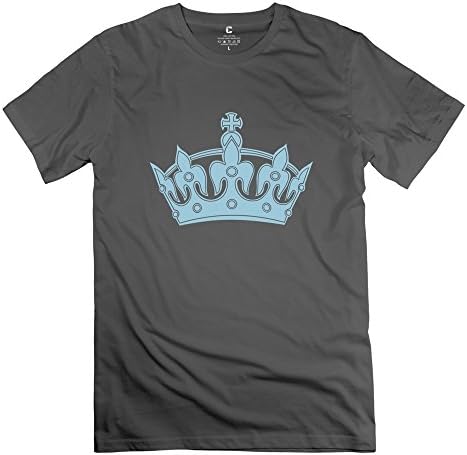 Serlina Men's Keep Calm Crown Cotton O Neck Short Sleeve T-Shirt Tee DeepHeather M