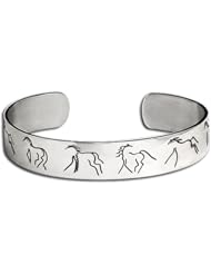 Sterling Silver Northwest Coast Native American Wolftown Horse Bracelet . Made in USA.