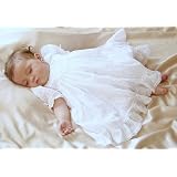Cotton White Infant white batiste cotton Hannah dress. Hand embroidered. Heirloom baby clothes. (3m)