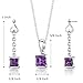 Amethyst Pendant Earrings Necklace Sterling Silver Rhodium Nickel Finish 2.00 Carats