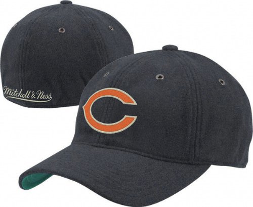 Chicago Bears Navy Throwback Melton Wool Flex Hat