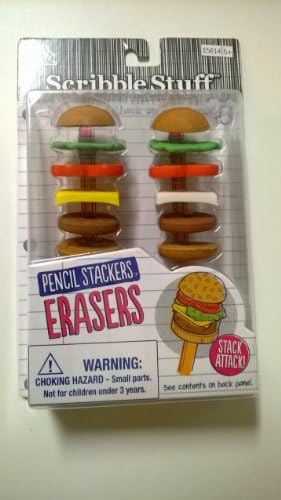 Scribble Stuff Pencil Stackers Erasers - Mix, Match & Stack - Mega Burger