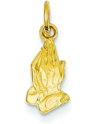 14K Gold Praying Hands Charm Religious Jewelry