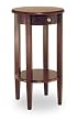 Winsome Wood Round Side Table with Drawer and Shelf, Antique Walnut