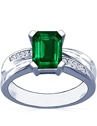 18K White Gold Emerald Cut Emerald Ring With Sidestones (GIA Certificate)