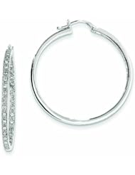 0.7 Carat 14K White Gold Quality Completed Diamond In/Out Hoop Earrings
