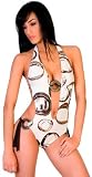 Designer Circle Print White 1pc Monokini Swimsuit