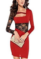 Sexy Cotton/Leather/Polyester/Wool Spring Summer Winter Lace Long Sleeves Club Dress/Evening Dress/Party Dress 