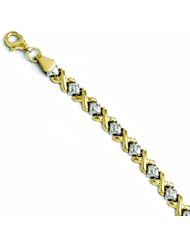 Leslies 10k Two Tone Diamond-Cut Gold Bracelet
