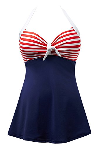 Ebuddy Vintage Sailor Pin Up Swimsuit One Piece Skirtini Cover Up Swimdress