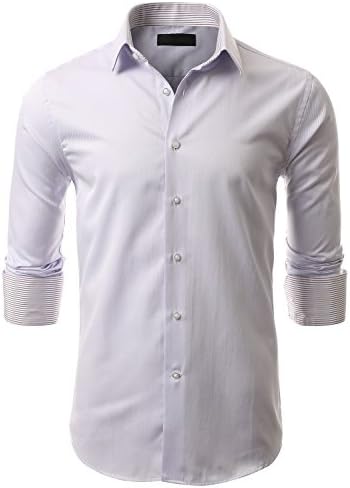 IDARBI Mens Lavender Twill Dress Shirt LAVENDER X-LARGE