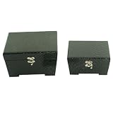 Leather Jewelry Boxes : Black Leather with Tapered Design (Set of 2)