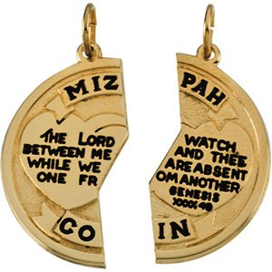 Yellow Gold Filled Mizpah Coin Pendant