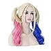Z-Cosplay Harley Quinn Cosplay Wig with 2 Pigtails