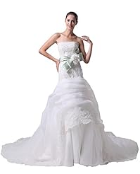 Strapless Organza/Silk Lace-Up Evening Dress  with a Chapel Train 