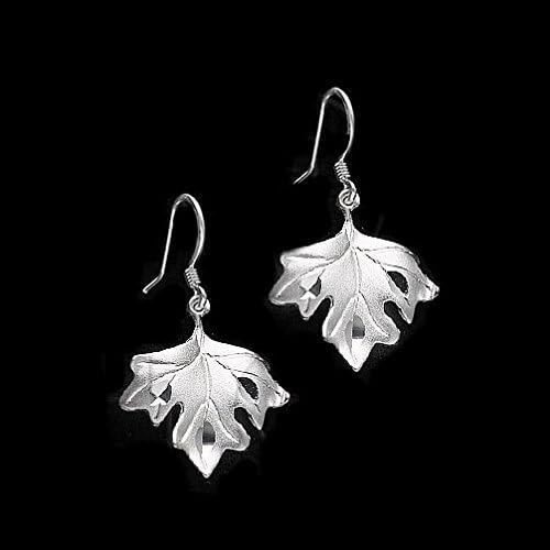 Sterling Silver Dangle Earrings Maple Leaf ED4135