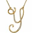 14k Yellow Gold Gorgeous Y Initial Diamond Necklace