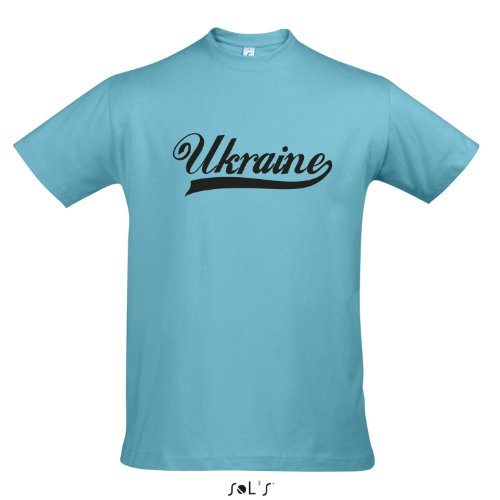 T-Shirt Ukraine Oldschool LÄNDERSHIRT EM / WM FAN Trikot S-XXL , Atoll blue – schwarz , S