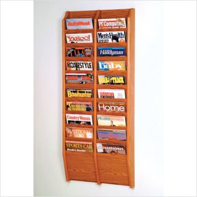 Twenty Pocket Wall Mount Magazine Rack Wood Finish: Light Oak