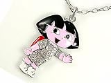 WHITE GOLD PLATED DORA THE EXPLORER NECKLACE