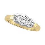 3 Diamond Bridal Anniversary Band 3/4 ct. Bezel Set in 14K Two Tone Gold
