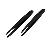 uxcell 毛抜き 静電防止　ピンセット　ブラック　プラスチック製　精密　反磁性　ウォッチ　ジュエリー　2本入り