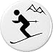 Skier / Skiing Symbol Sign 1.25â€ Pinback Button Pin Black & White