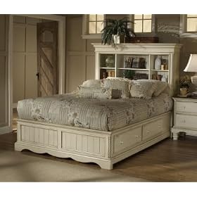 Wilshire White King Size Bookcase Bed With Storage
