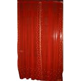 2 Orange Red Indian Silk Sari Drapes Panel 90 by Mogul Interior