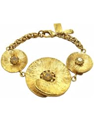Italian-Made Mediterranean Seashell Brass Bracelet Finished in Gold with Sand Opal Crystals