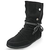 MQ23 Damen flache Halbshaft-Stiefeletten mit Teddy-Fell gefüttert MQ1325 Black Gr. 41