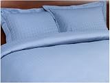 Pike Street 420-Thread-Count Egyptian Cotton Damask Windowpane King Mini-Duvet Set, Slate Blue