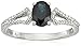 Amazon Collection 14k White Gold Oval Sapphire and Diamond Ring (1/10cttw, I-J Color, I2-I3 Clarity), Size 7