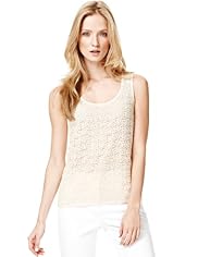 Autograph Scoop Neck Crochet Front Knitted Vest