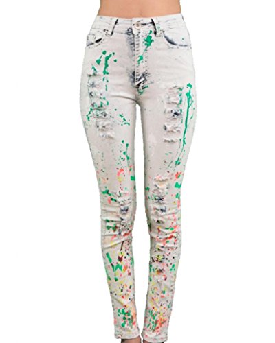 HIGH WAIST PAINTED JEAN WITH RIPS